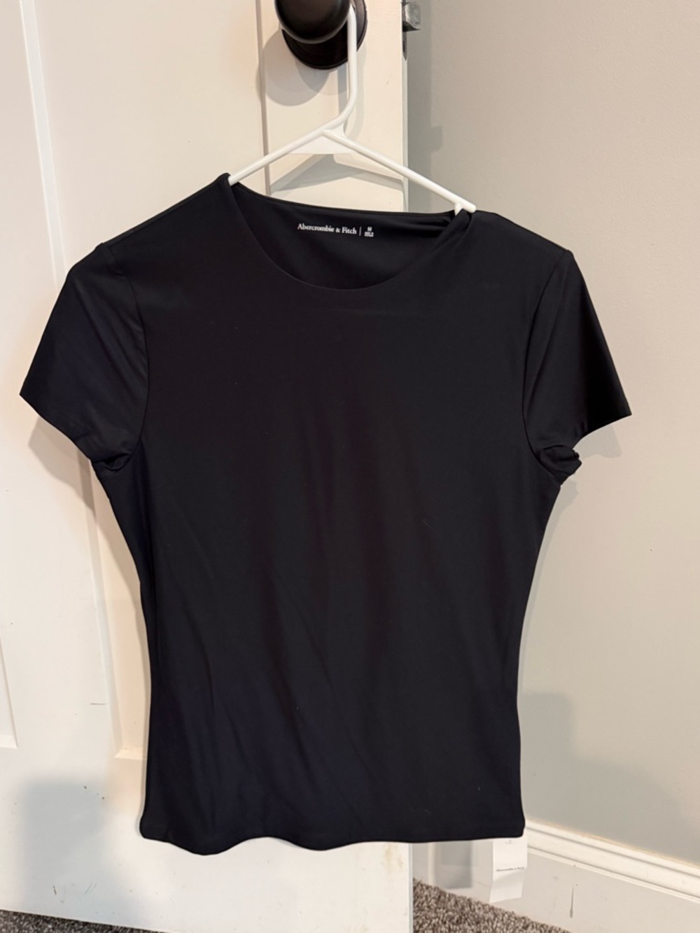 Abercrombie & Fitch Black soft matte seamless tuckable baby tee